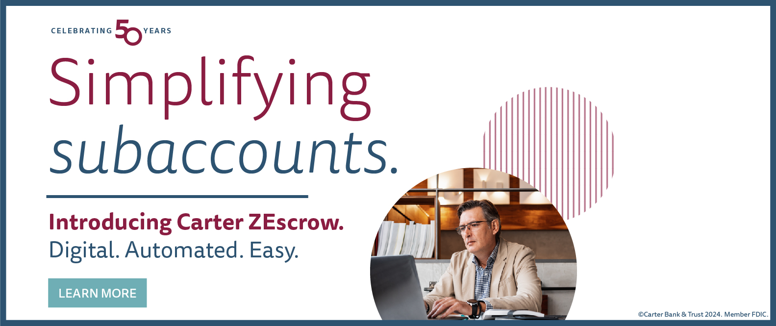 Man using his ZEscrow account with Carter Bank